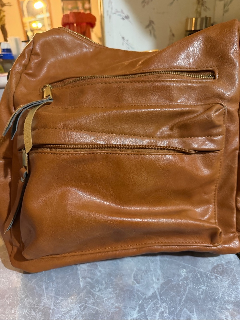 Women's Tan Leather Purse Backpack - Casual Everyday Carry